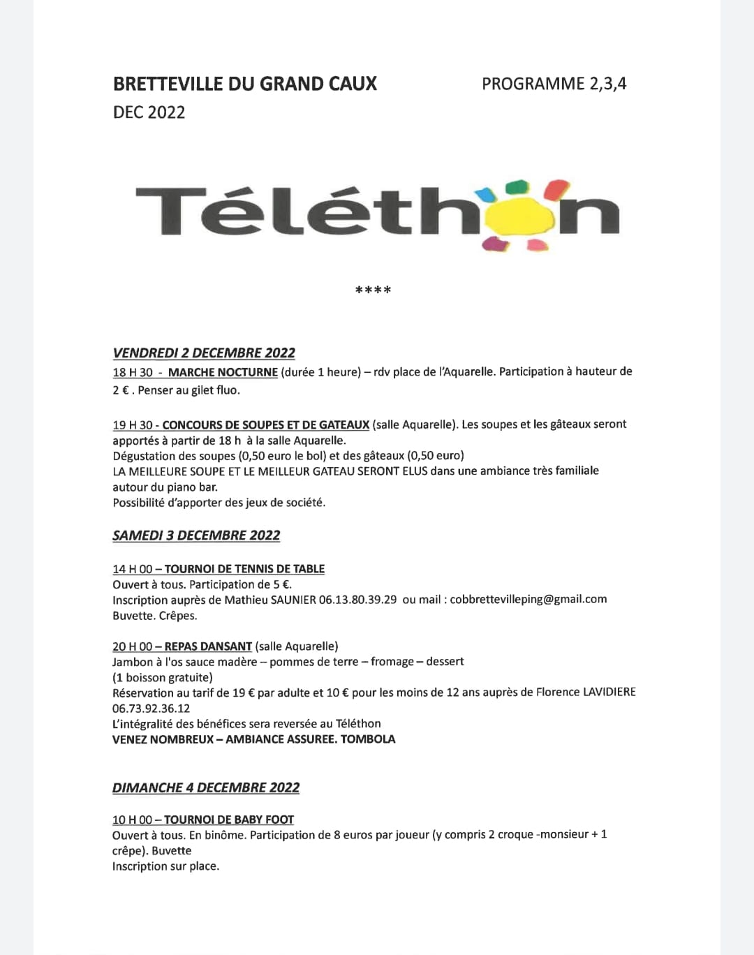 bretteville téléthon 2022