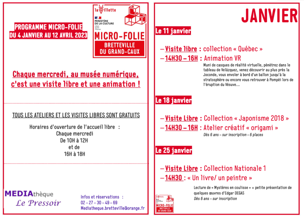 Programme Janvier 2023 Micro Folie
