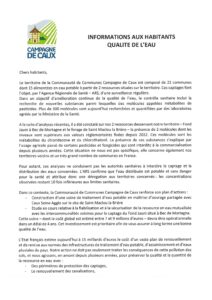 Informations Aux Habitants Qualité De L'eau Page 1